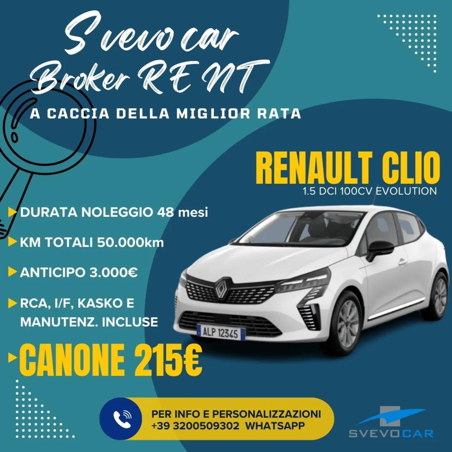 RENAULT CLIO EVOLUTION 1.5 dci 100cv NOLEGGIO LUNGO TERMINE